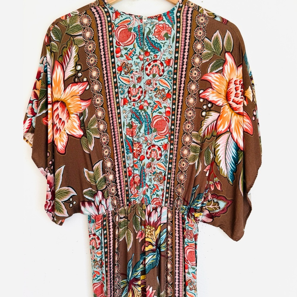 FARM Rio Brown Floral V-Neck Maxi Dress - Picture 10 of 13